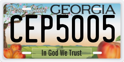 GA license plate CEP5005