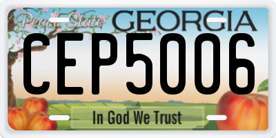 GA license plate CEP5006