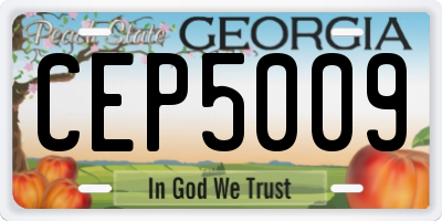 GA license plate CEP5009
