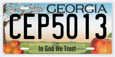 GA license plate CEP5013