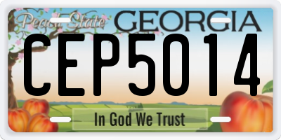 GA license plate CEP5014