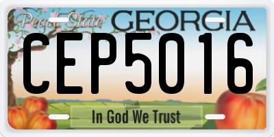 GA license plate CEP5016