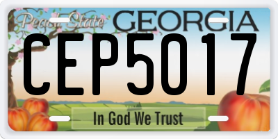 GA license plate CEP5017