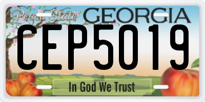 GA license plate CEP5019
