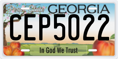 GA license plate CEP5022