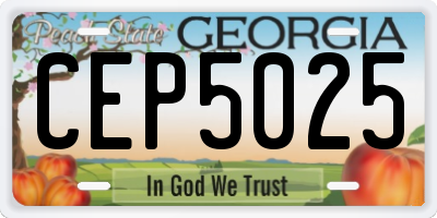 GA license plate CEP5025