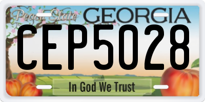 GA license plate CEP5028