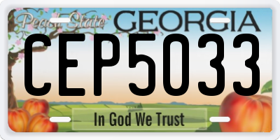 GA license plate CEP5033