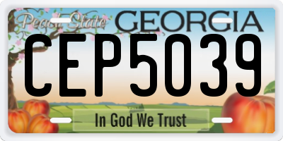GA license plate CEP5039