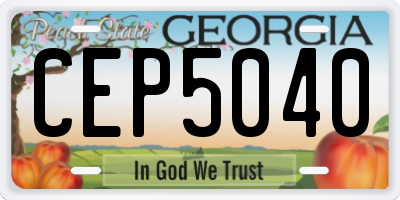GA license plate CEP5040