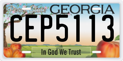 GA license plate CEP5113