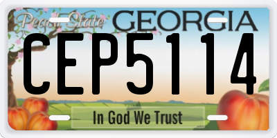 GA license plate CEP5114