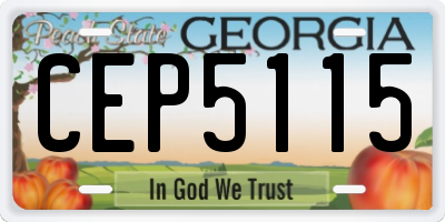 GA license plate CEP5115