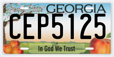GA license plate CEP5125