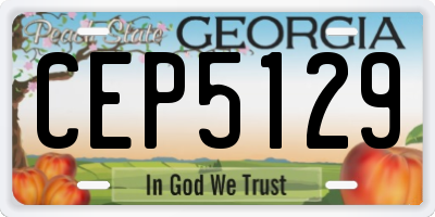 GA license plate CEP5129