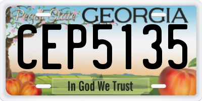 GA license plate CEP5135
