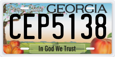 GA license plate CEP5138