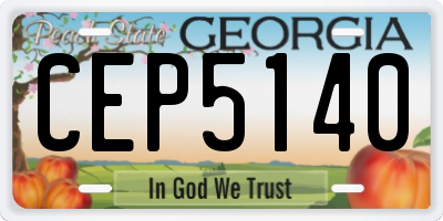 GA license plate CEP5140