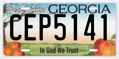 GA license plate CEP5141