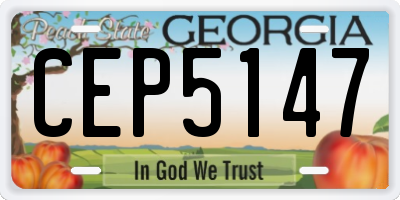 GA license plate CEP5147