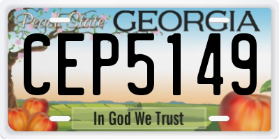 GA license plate CEP5149