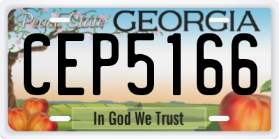 GA license plate CEP5166