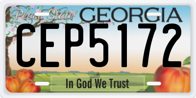 GA license plate CEP5172