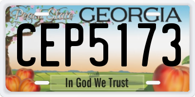 GA license plate CEP5173
