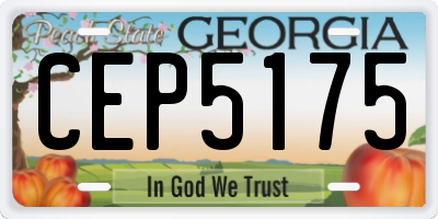 GA license plate CEP5175