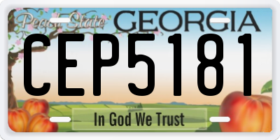 GA license plate CEP5181