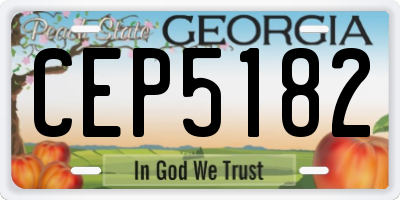 GA license plate CEP5182