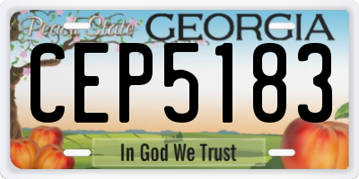 GA license plate CEP5183