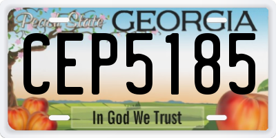 GA license plate CEP5185