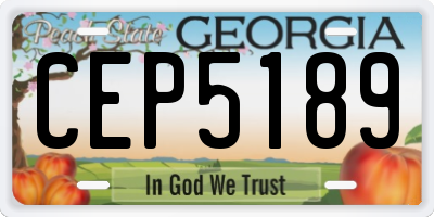 GA license plate CEP5189