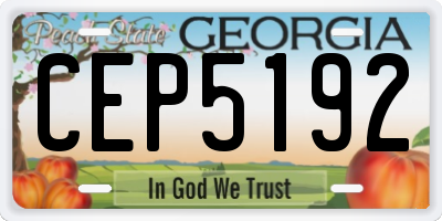 GA license plate CEP5192