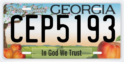 GA license plate CEP5193