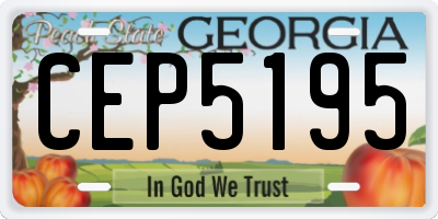 GA license plate CEP5195