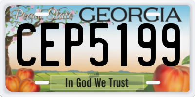 GA license plate CEP5199