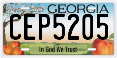 GA license plate CEP5205