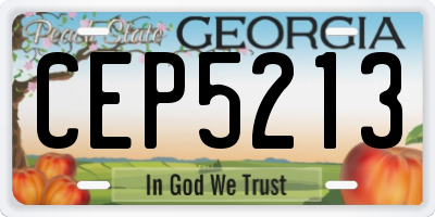 GA license plate CEP5213