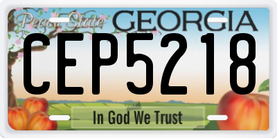 GA license plate CEP5218