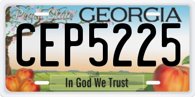 GA license plate CEP5225