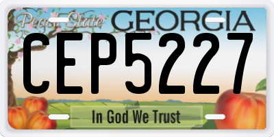 GA license plate CEP5227