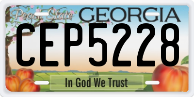 GA license plate CEP5228