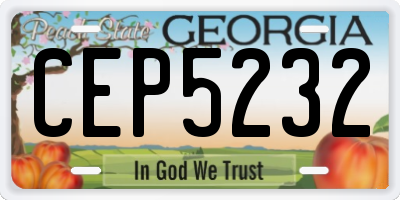 GA license plate CEP5232