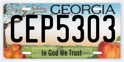 GA license plate CEP5303