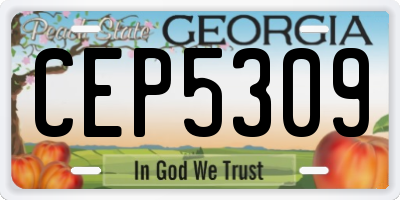 GA license plate CEP5309