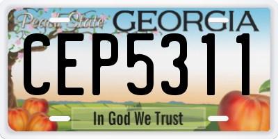 GA license plate CEP5311