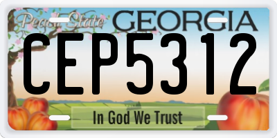 GA license plate CEP5312