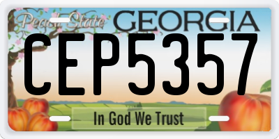 GA license plate CEP5357